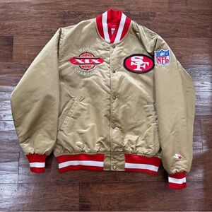 Vintage San Francisco 49ers Starter L 90s Satin Gold Jacket NFL Super Bowl 29